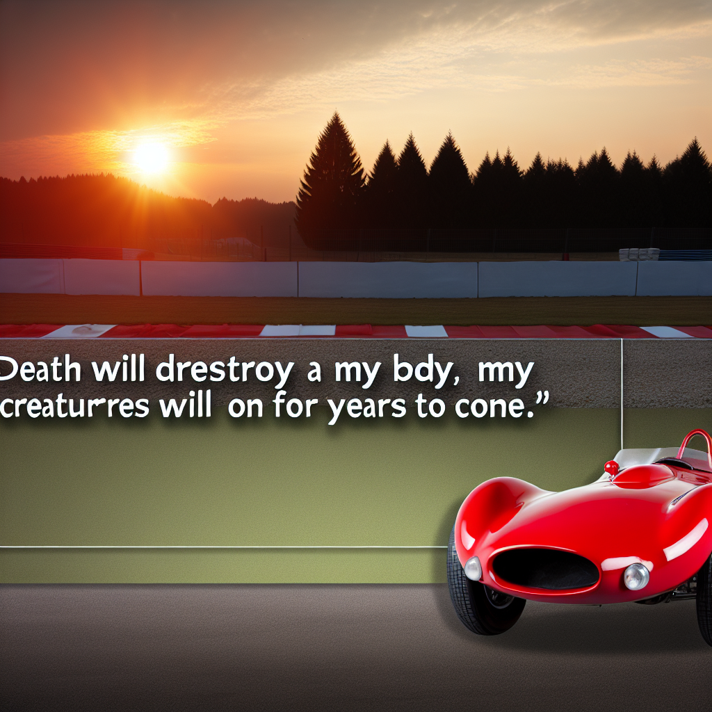 Quote of the Day by Enzo Ferrari: "Death will destroy my body, but my creatures will live on for years to come." |